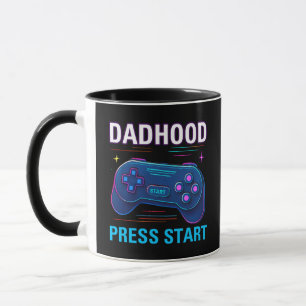 Dadhood Press Start Retro Gamer Design Tasse