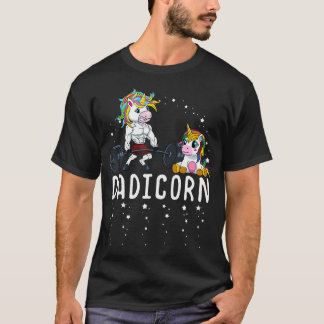 Dadicorn Unicorn Vater Fitness Gym Weightlift Bir T-Shirt