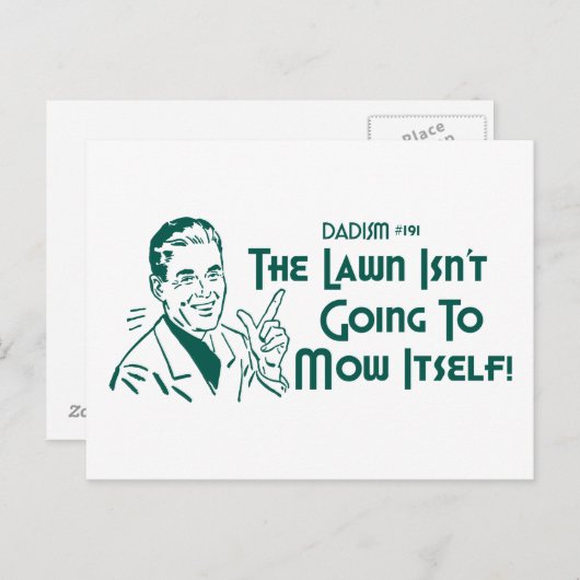 Dadism #191 - Der Rasen wird sich nicht selbst mäh Postkarte (Vorne/Hinten)
