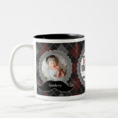 Dad's 1st Father's Day Custom Mustache 2-Photo Zweifarbige Tasse (Links)