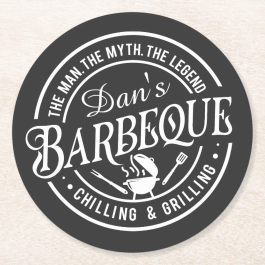 Dads Barbeque | Mann, Mythos, Legende Runder Pappuntersetzer (Vorderseite)