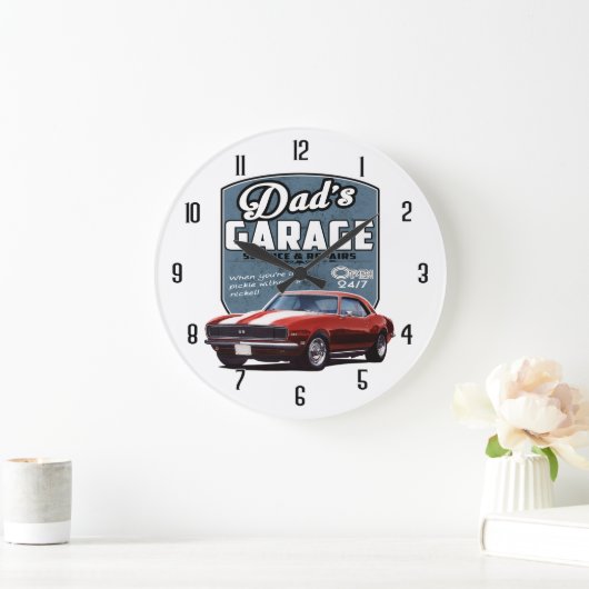 Dad's Camaro Garage Große Wanduhr (Zuhause)
