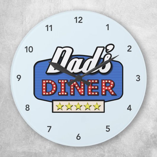 Dad's Diner Logo - A Gift for Dad Runde Wanduhr