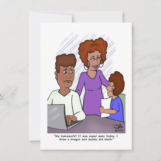 Dad's Doing Son's Homework Flat Card (Vorderseite)