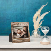 Dad's First Christmas Photo Rustic Wood Fotoplatte (InSitu)