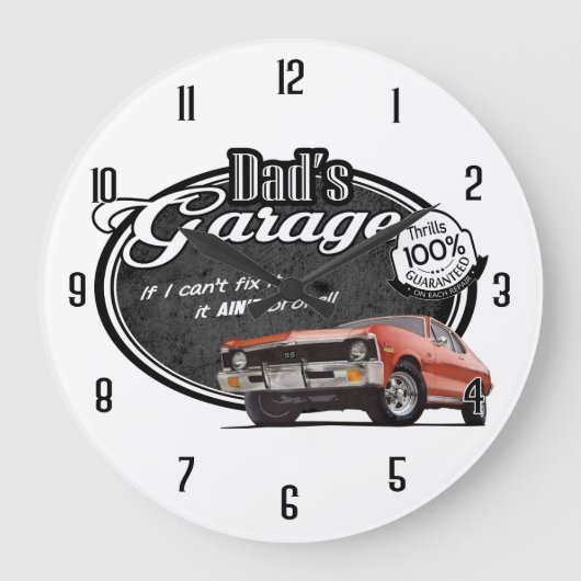 Dad's Garage Nova Große Wanduhr (Vorderseite)