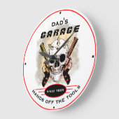 Dad's Garage Tools Warning Guns Skull Funny Große Wanduhr (Winkel)