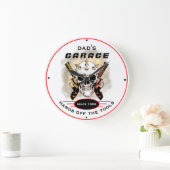 Dad's Garage Tools Warning Guns Skull Funny Große Wanduhr (Zuhause)