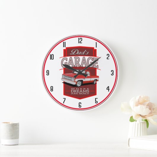Dads' Garage Truck Große Wanduhr (Zuhause)