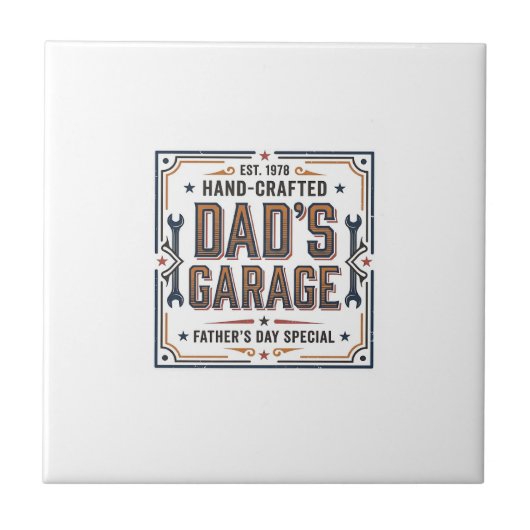 Dads Garage Vintage Vatertag Fliese (Vorderseite)