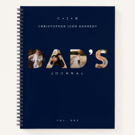 DAD'S Journal Personalized Monogram & Photos Navy Notizblock
