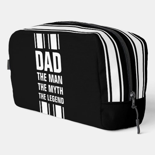 Dad's White Racing Stripe Black Overnight Bag Waschbeutel (Rechte Ecke)