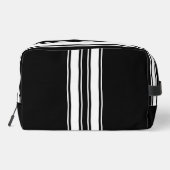 Dad's White Racing Stripe Black Overnight Bag Waschbeutel (Rückseite)