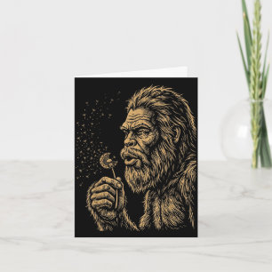 Dadsquatch Bigfoot bläst Löwenzahn Vintage Karte