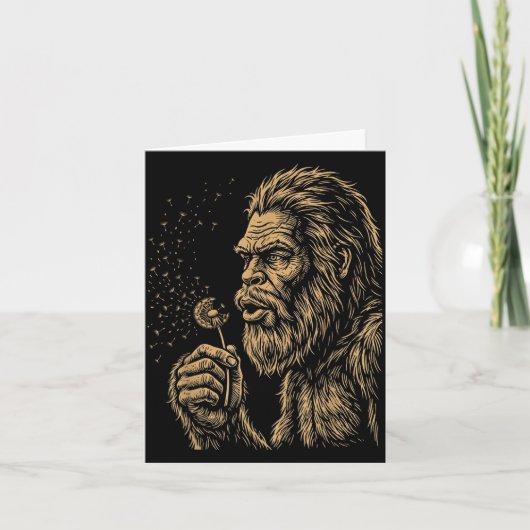 Dadsquatch Bigfoot bläst Löwenzahn Vintage Karte (Vorderseite)