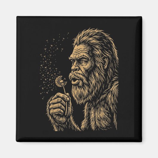 Dadsquatch Bigfoot bläst Löwenzahn Vintage Magnet (Vorne)