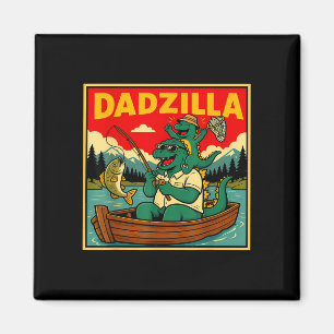 Dadzilla Angeln Dinosaur Vater und Sohn Retro  Magnet