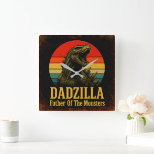Dadzilla Vater der Monster Vatertag Quadratische Wanduhr
