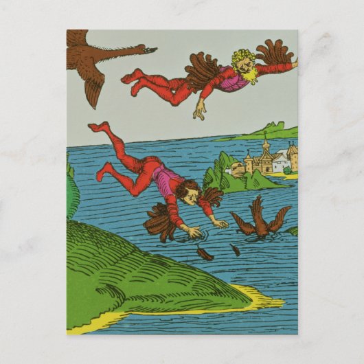 Daedalus und Icarus, 15. Jahrhundert Postkarte (Vorderseite)