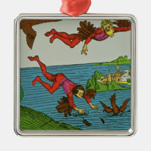 Daedalus und Ikarus, 15. Jahrhundert Ornament Aus Metall