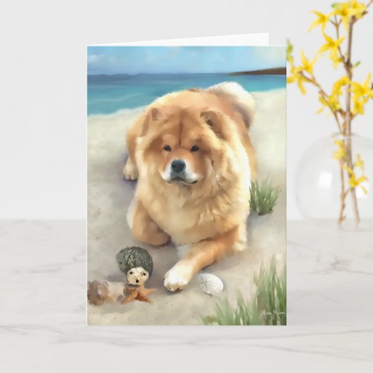 DAEJA AM STRAND Der ARTdog-Chow Karte (Gelbe Blume)