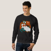 Daemon Hiding under a kids bed  Cool Retro Story Sweatshirt (Vorne ganz)