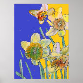 Daffodia Yellow Navy Blue Flower Garden Poster (Vorne)