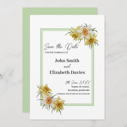 Daffodic Save the Date Card (Vorne/Hinten)