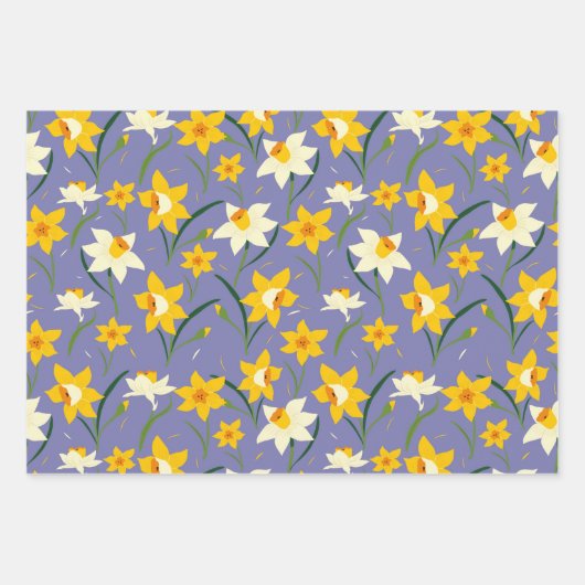 Daffodien auf Blue Lila Geschenkpapier Set (Vorderseite 3)