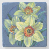 Daffodien Feder Fine Art Aquarell Untersetzer (Vorderseite)