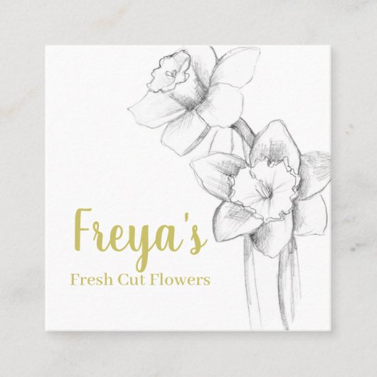 Daffodien Frische geschnittene Blume Botanischer Z Quadratische Visitenkarte (Vorderseite)