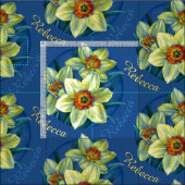 Daffodien Frühling botanische Kunst Aquarellstoffe Stoff (Kachel)