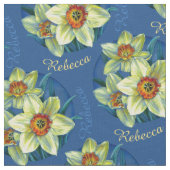 Daffodien Frühling botanische Kunst Aquarellstoffe Stoff (Nahaufnahme)