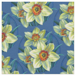 Daffodien Frühling botanische Kunst Aquarellstoffe Stoff