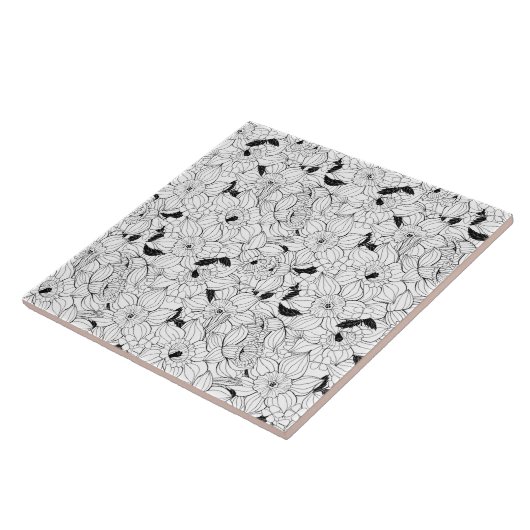 Daffodien Frühlingsblumenmuster Fliese (Seite)