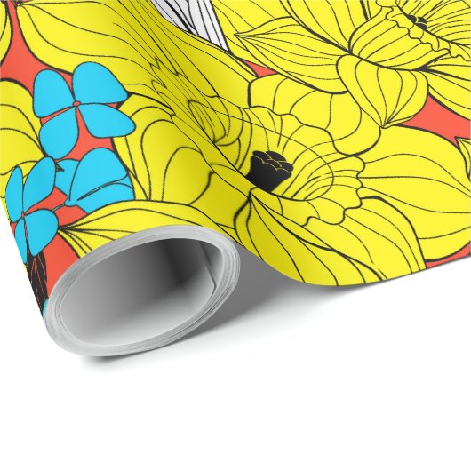 Daffodien Frühlingsblumenmuster Geschenkpapier (Rolleneckpunkt)