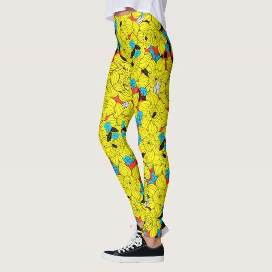 Daffodien Frühlingsblumenmuster Leggings (Links)