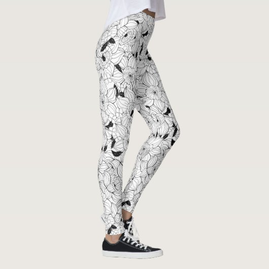 Daffodien Frühlingsblumenmuster Leggings (Rechts)