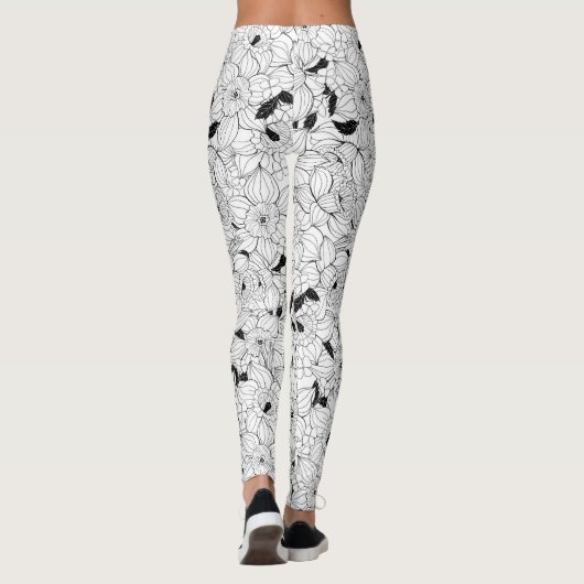 Daffodien Frühlingsblumenmuster Leggings (Rückseite)