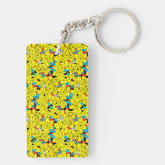Daffodien Frühlingsblumenmuster Schlüsselanhänger (Rückseite)