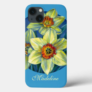 Daffodien gelb blau mit dem Namen iPhone 13 Hülle