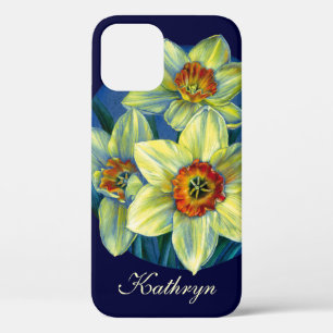 Daffodien, gelb-blau, personalisierter Federkoffer iPhone 12 Pro Hülle