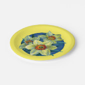 Daffodien Osterfest Gelbblau Pappteller (Schrägansicht)