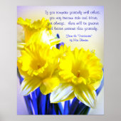 Daffodien Pop Art with Desiderata Zitat, gelb Poster (Vorne)