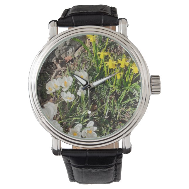 Daffodien und Crocus Watch Armbanduhr (Vorderseite)