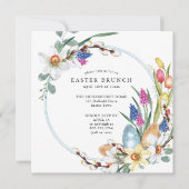 Daffodien- und Frühlingsfloral Ostern Brunch-Platz Einladung (Vorderseite)