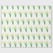 Daffodien Wasserfarbene Gelbe Blütenfeder Hübsch Geschenkpapier (Flach)