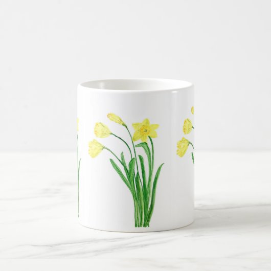 Daffodien Wasserfarbener Frühlingskaffee m Kaffeetasse (Mittel)