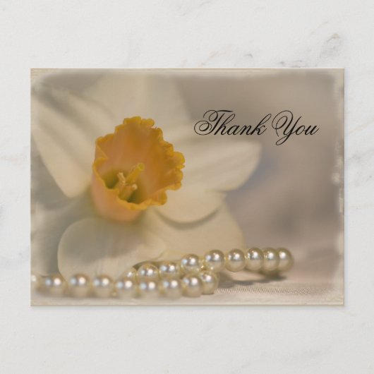 Daffodil and Pearls Wedding Vielen Dank Postkarte (Vorderseite)