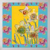 Daffodil Aquarellfarbe Blume Poster (Vorne)